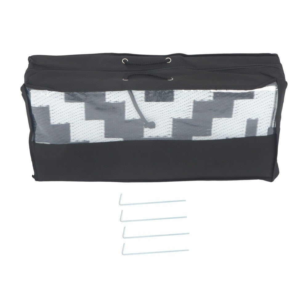 8x10ft Outdoor Plastic Straw Rug For Camping Outdoor Carpet RV Mat Black & White