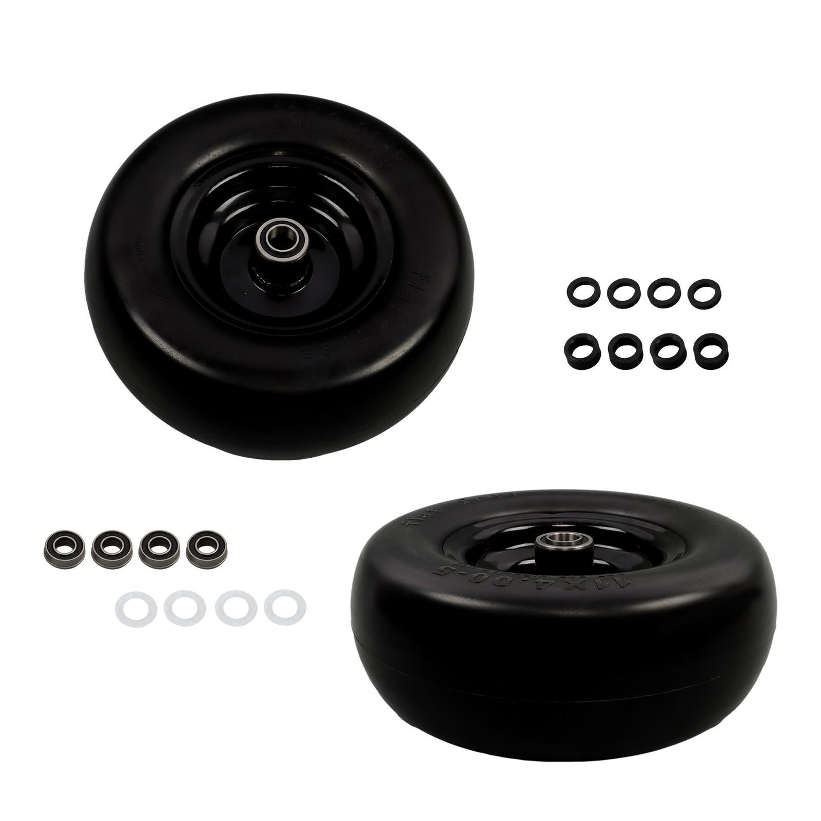 2Pcs 11x4.00-5 Tire & Wheel 3/4" Axle Hole For Zero Turn Lawn Mower Smooth Tread