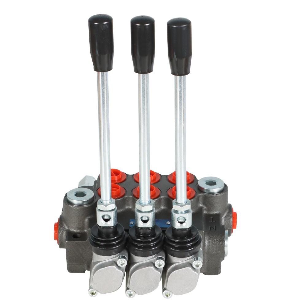 Hydraulic Directional 3 Spool P40 Control Valve, Manual Operate, 13GPM BSPP