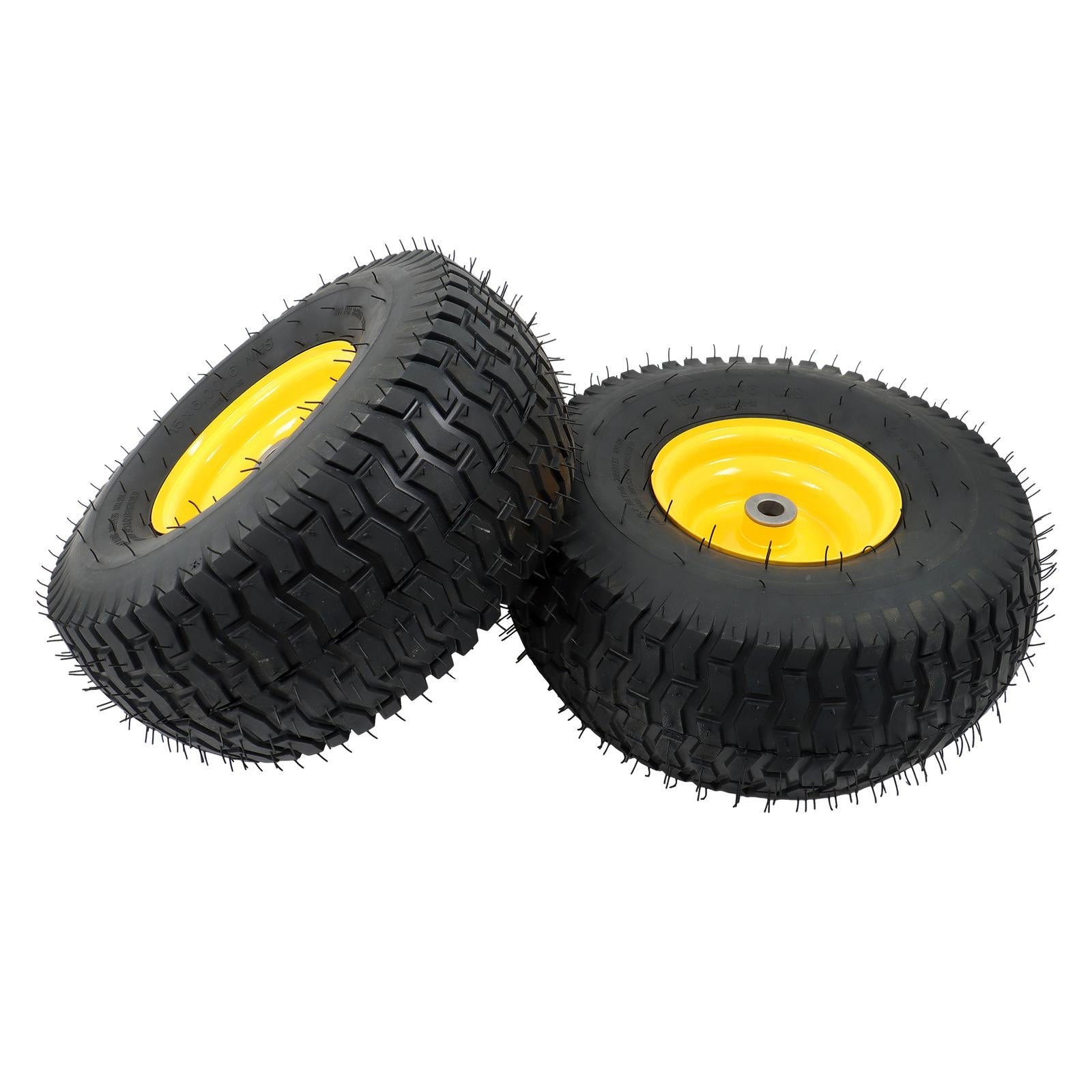 15x6.00-6" Turf Saver Tire & Wheel For Lawn Garden Mower Inflatable Wheel 2 Pack