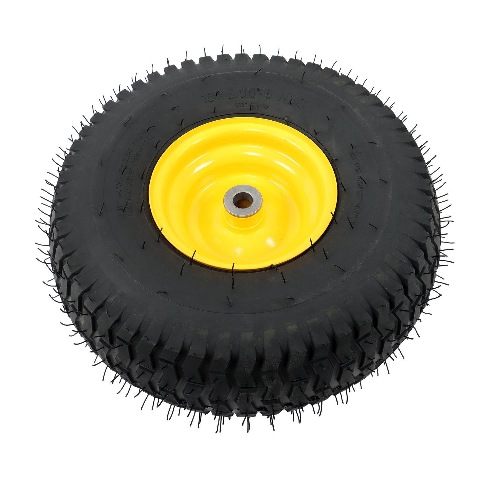 15x6.00-6" Turf Saver Tire & Wheel For Lawn Garden Mower Inflatable Wheel 2 Pack