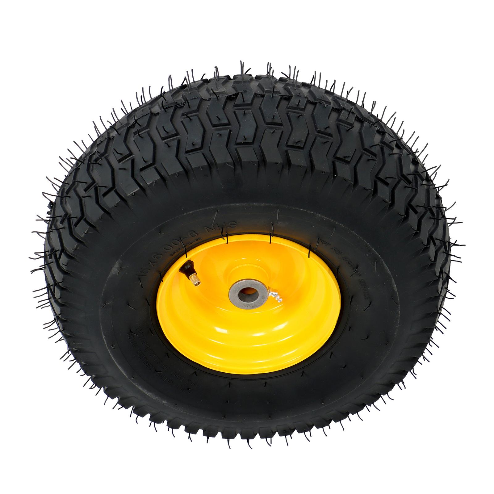 15x6.00-6" Turf Saver Tire & Wheel For Lawn Garden Mower Inflatable Wheel 2 Pack