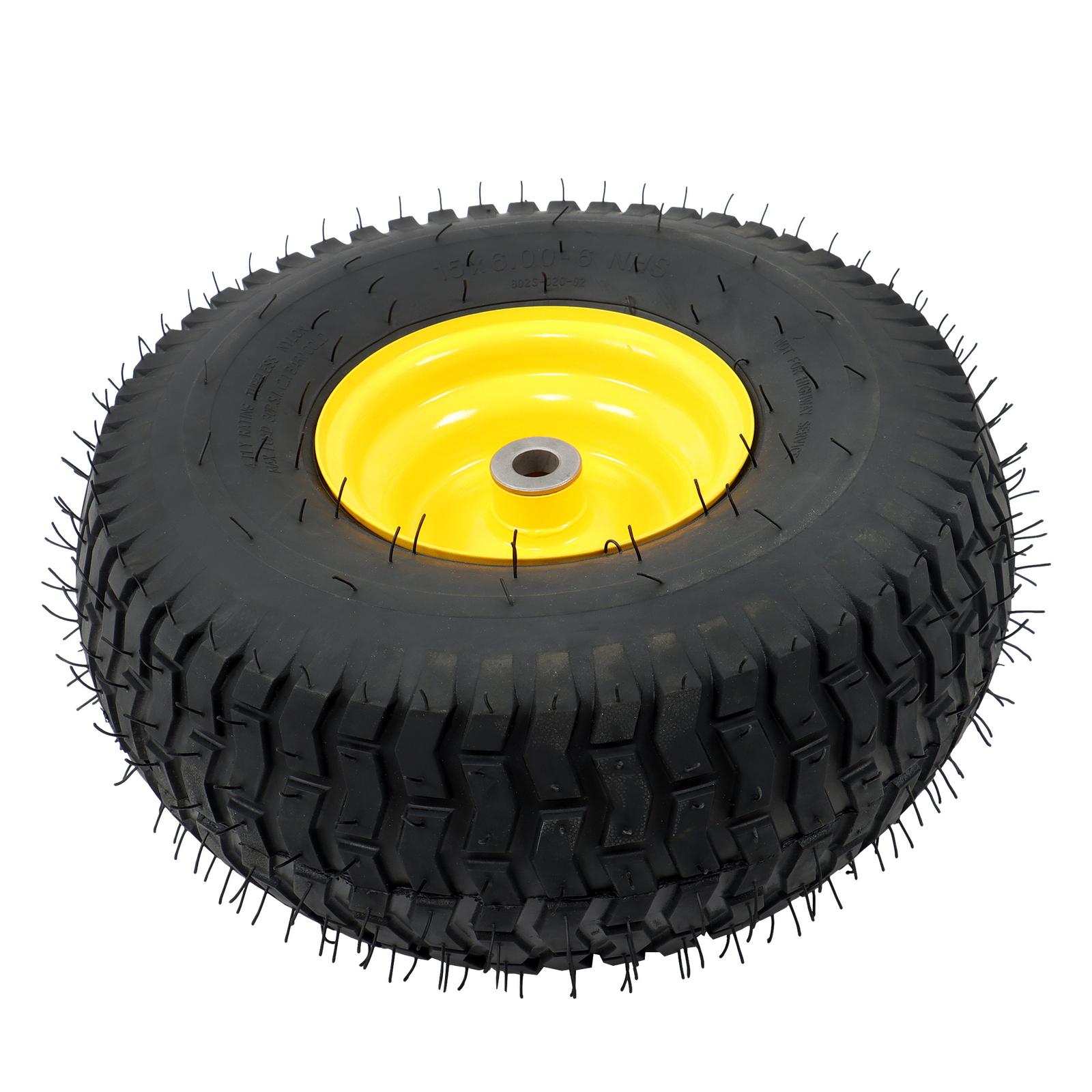 15x6.00-6" Turf Saver Tire & Wheel For Lawn Garden Mower Inflatable Wheel 2 Pack