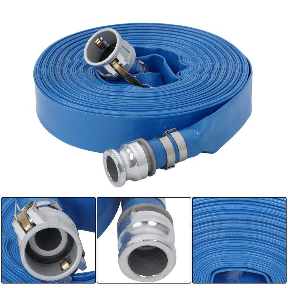 PVC Irrigation Discharge Hose W/Aluminum Connectors For Pools 1-1/2" x 100 FT