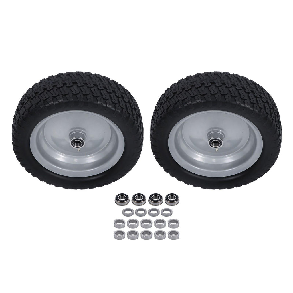 2-Pcs 13X5.00-6 Tire & Wheel Flat Free 3.4' Axle Hole For Lawn Mower Solid Tires