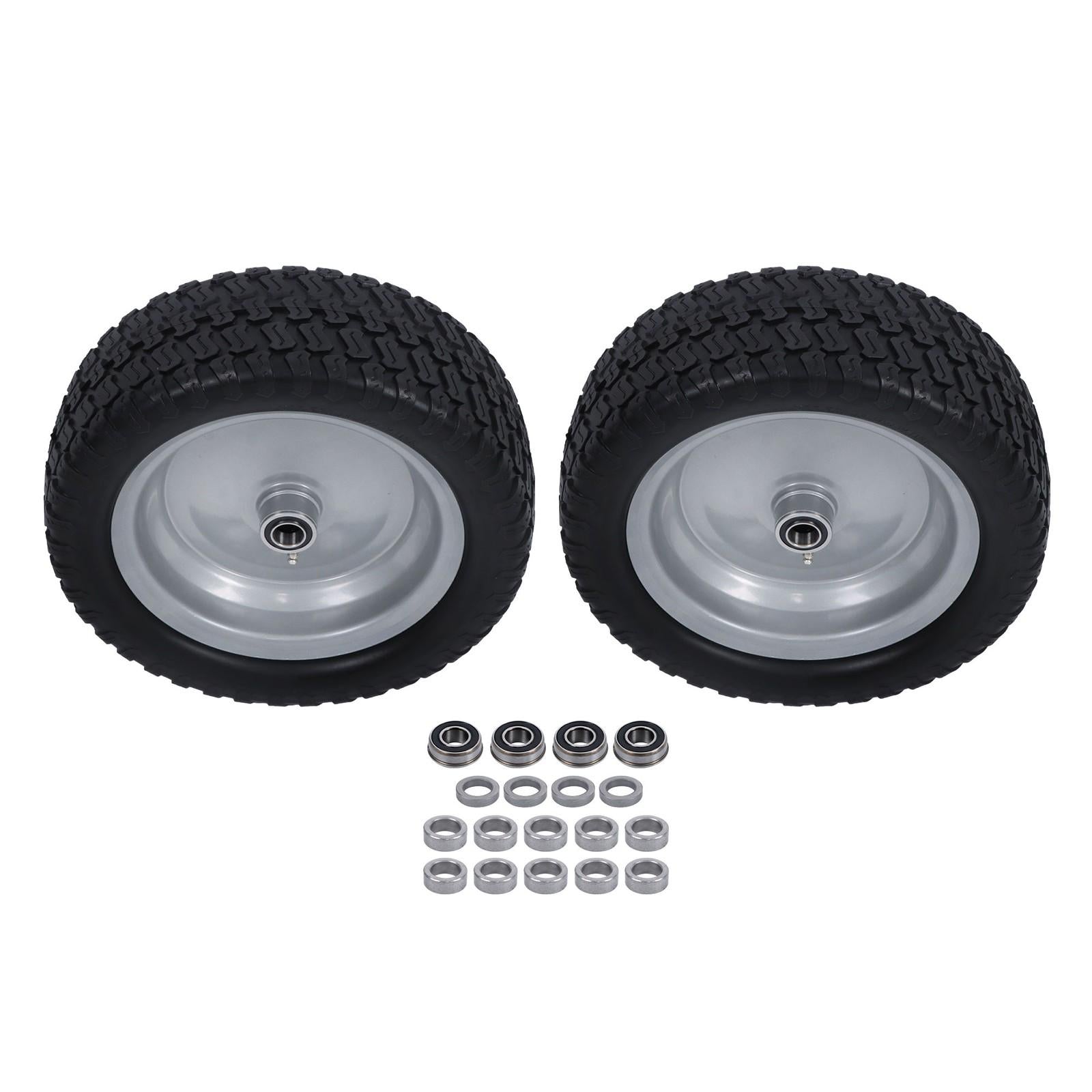 2-Pcs 13X5.00-6 Tire & Wheel Flat Free 3.4' Axle Hole For Lawn Mower Solid Tires