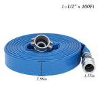 1.5" x 100' Blue PVC Backwash and Discharge Hose For Swimming Pools W/ Fittings