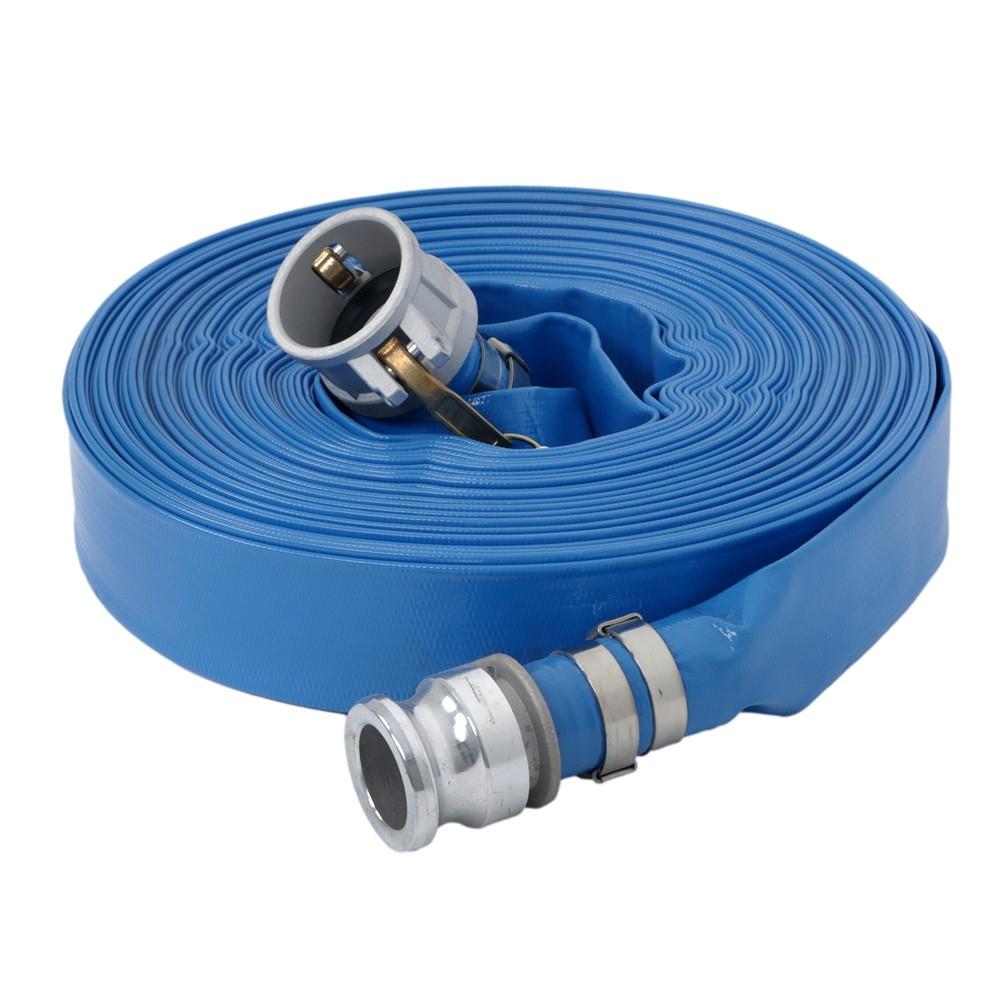 1.5" x 100' Blue PVC Backwash and Discharge Hose For Swimming Pools W/ Fittings