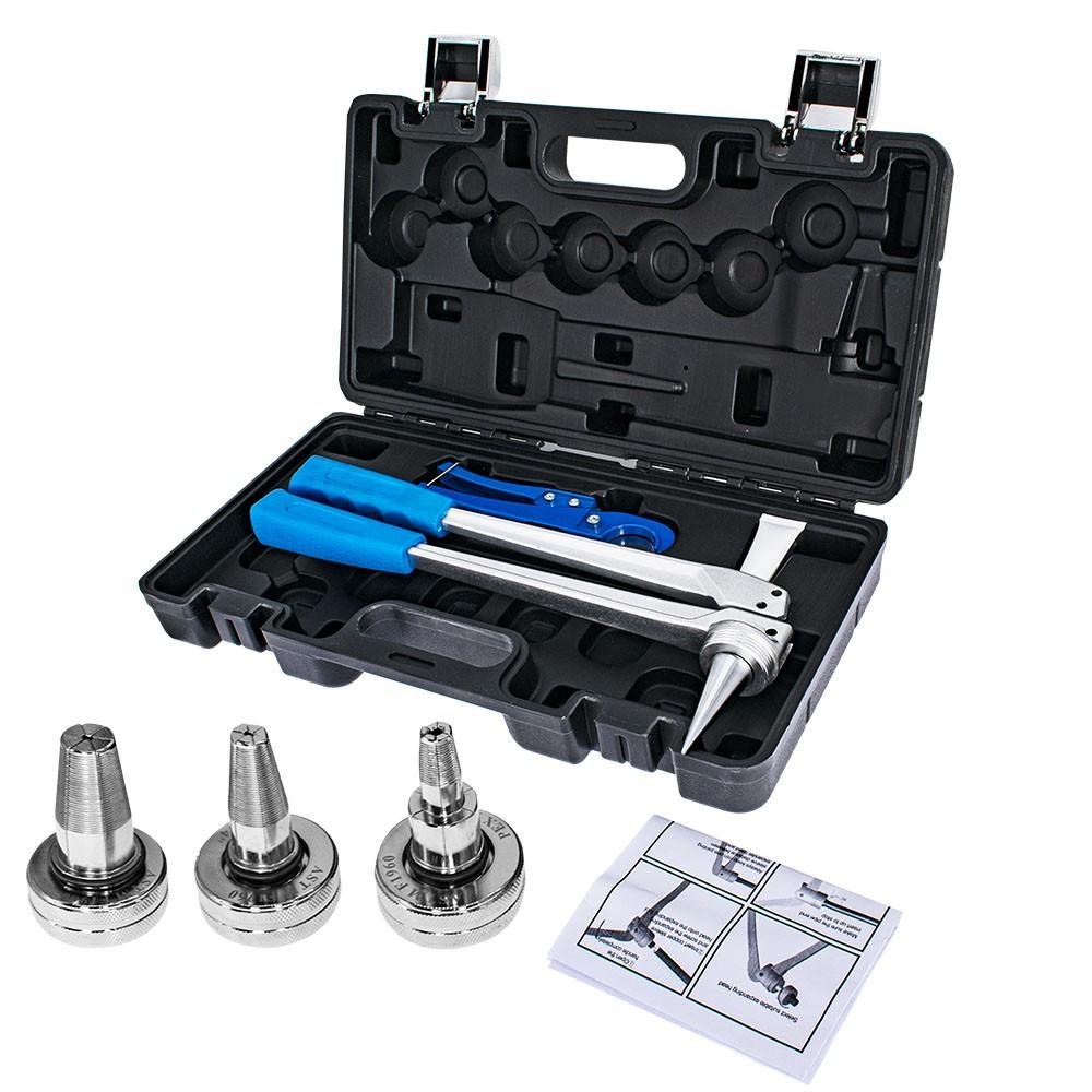 Pex Expander Expansion Tool Kit with 1/2" 3/4" 1" Expansion Head Hard Housing