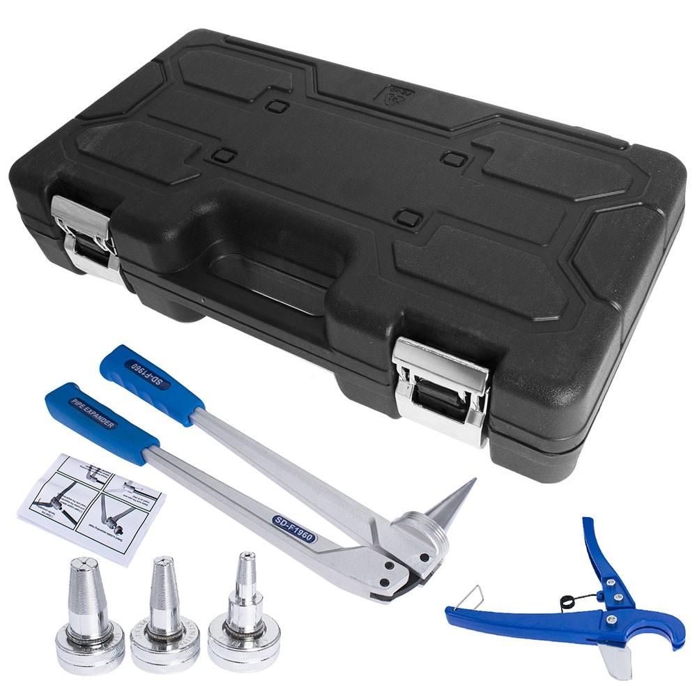 Pex Expander Expansion Tool Kit with 1/2" 3/4" 1" Expansion Head Hard Housing