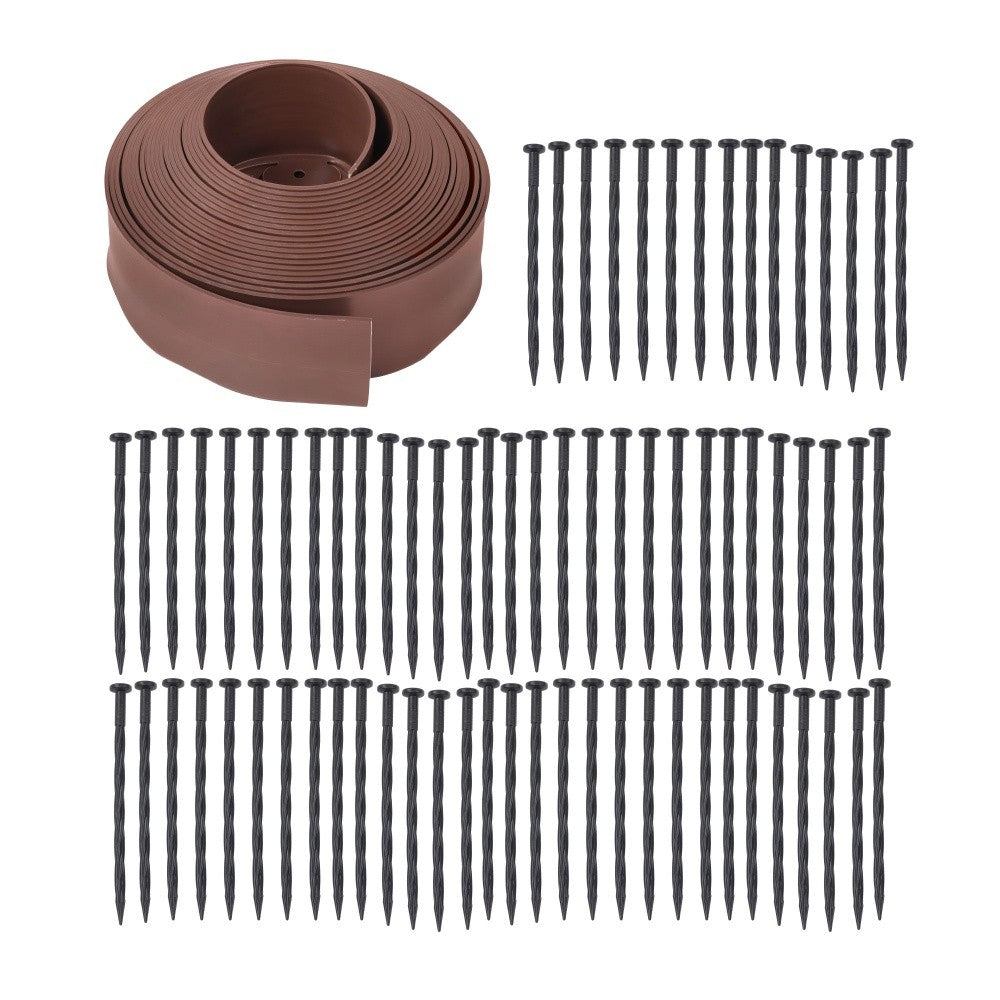 49FT 4" Garden Landscape Edging No Dig Lawn Edging Border With 75 8-In Spikes