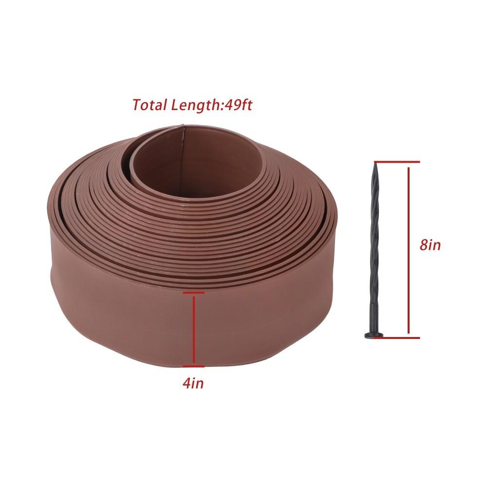 49FT 4" Garden Landscape Edging No Dig Lawn Edging Border With 75 8-In Spikes