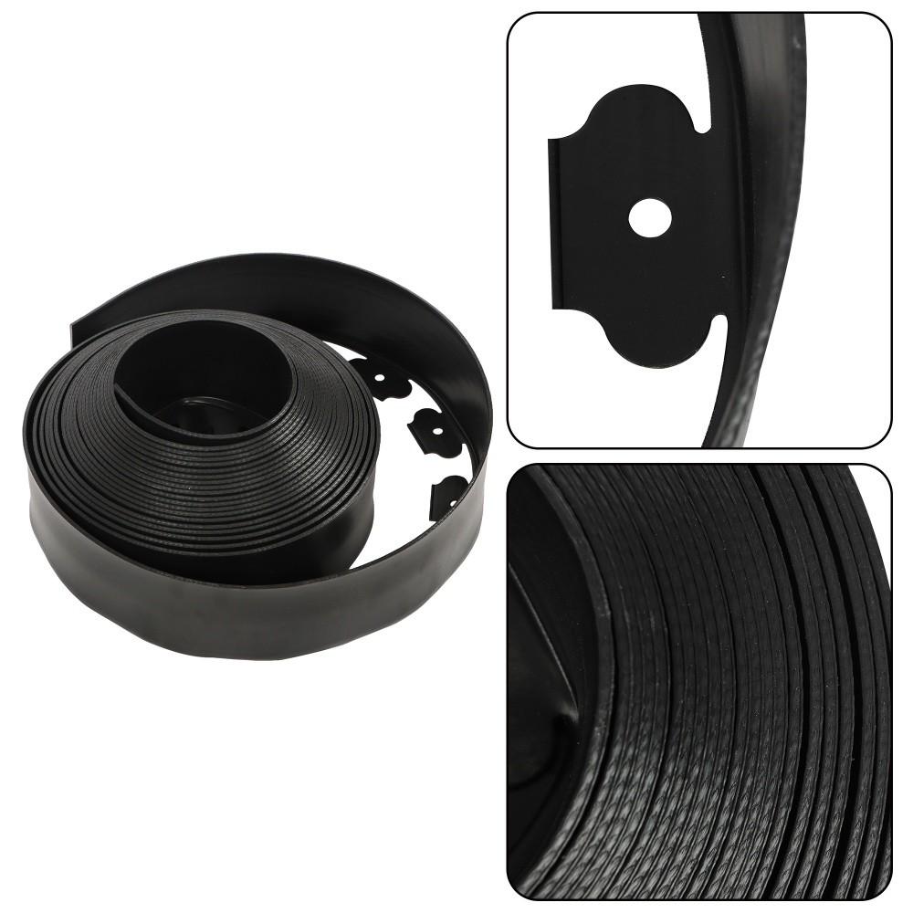 49FT 4" Black Garden Landscape Edging No Dig Lawn Edging Border W/75 8-In Spikes