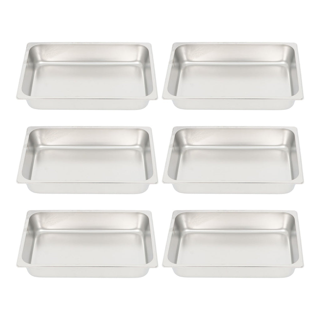 Multi-Use 4 Inch Deep Stainless Steel Food Pans, Set of 6 Commercial Grade