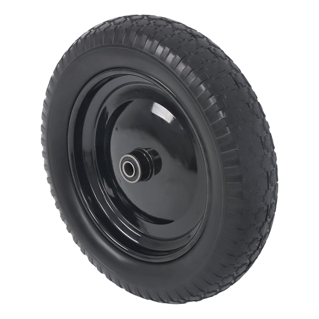 2 Pack 14.5-4.00-8" Flat Free Wheelbarrow Tire And Wheel - Solid Tire Black Hub