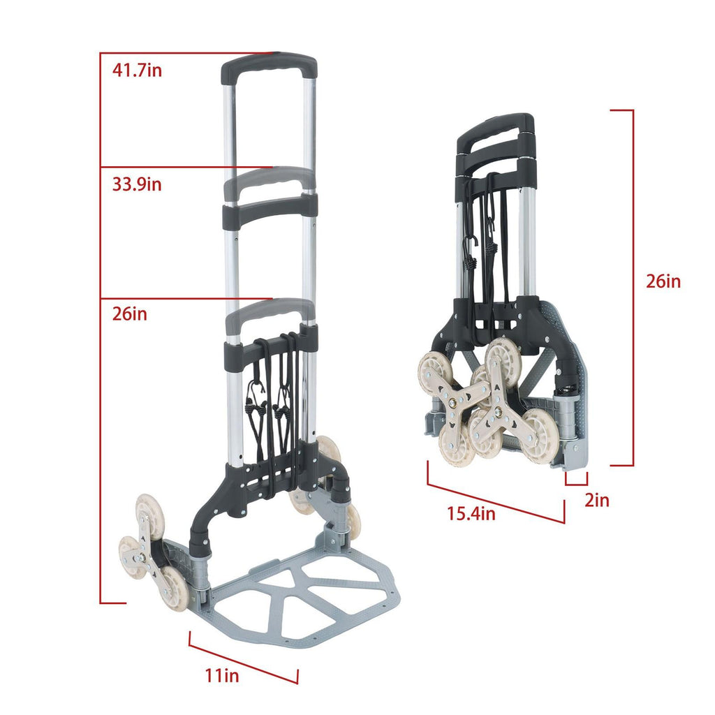 Aluminum Folding Stair Climbing Cart 180Lbs Portable Hand Truck Dolly With Wheel