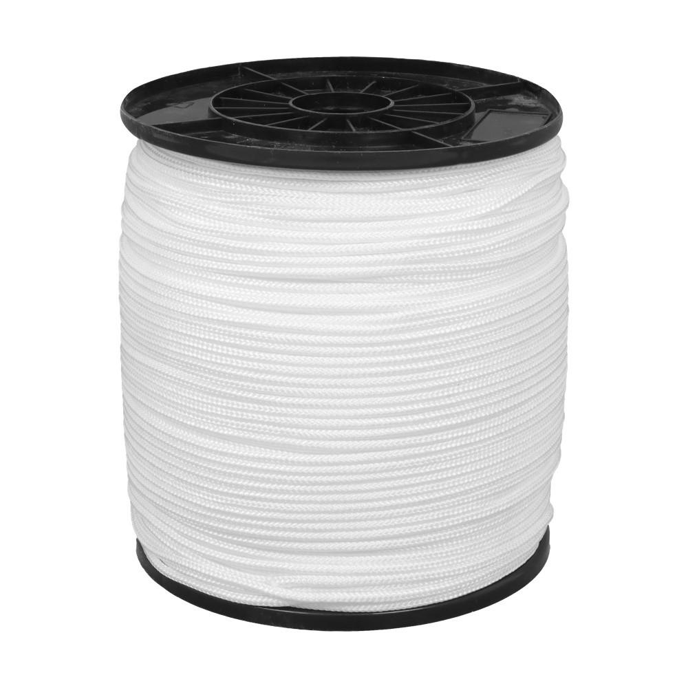 3/16 Inch Nylon Rope 1000 Foot Spool 100% Nylon Solid Braid Rope Dyeable White