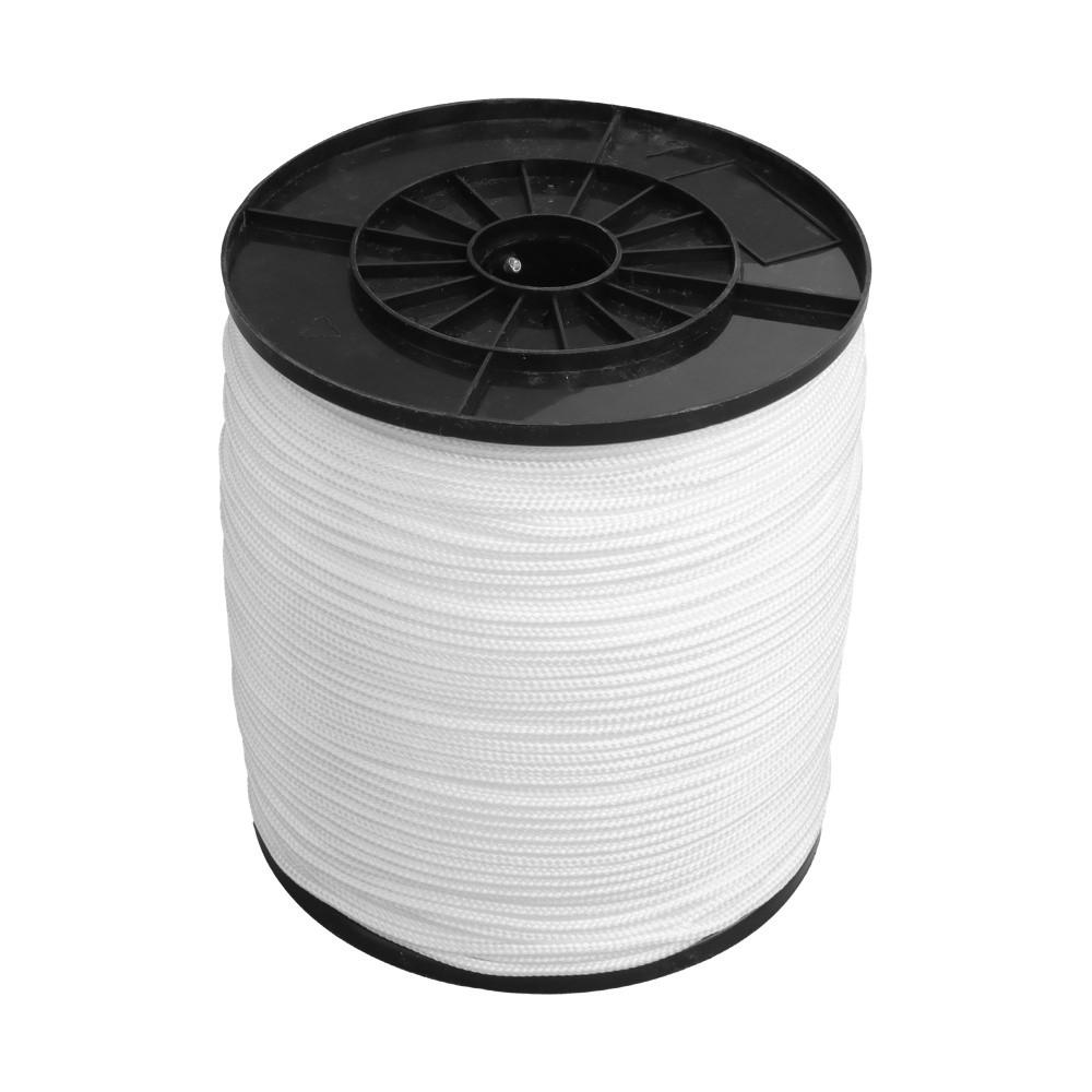 3/16 Inch Nylon Rope 1000 Foot Spool 100% Nylon Solid Braid Rope Dyeable White