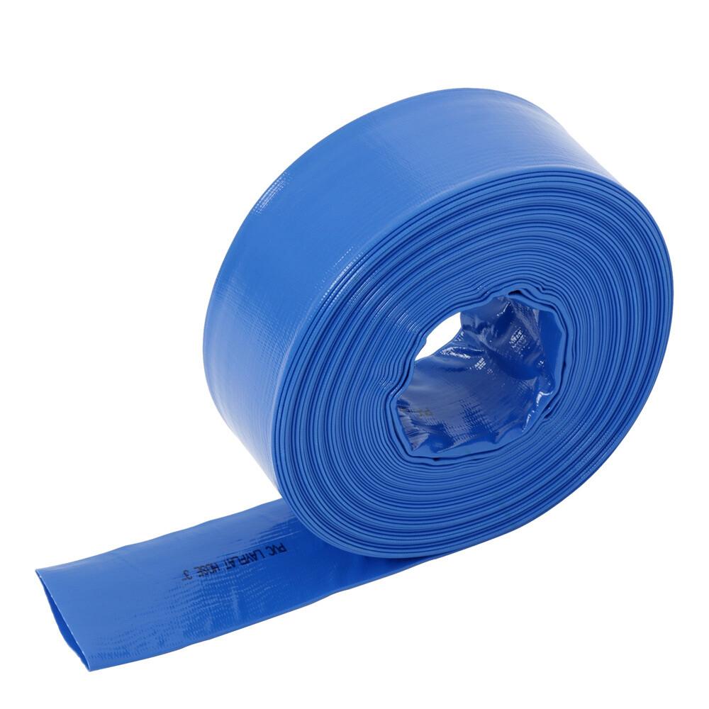 3" x 100 ft Pool Backwash Hose Blue PVC Lay Flat Water Discharge Pump Hoses