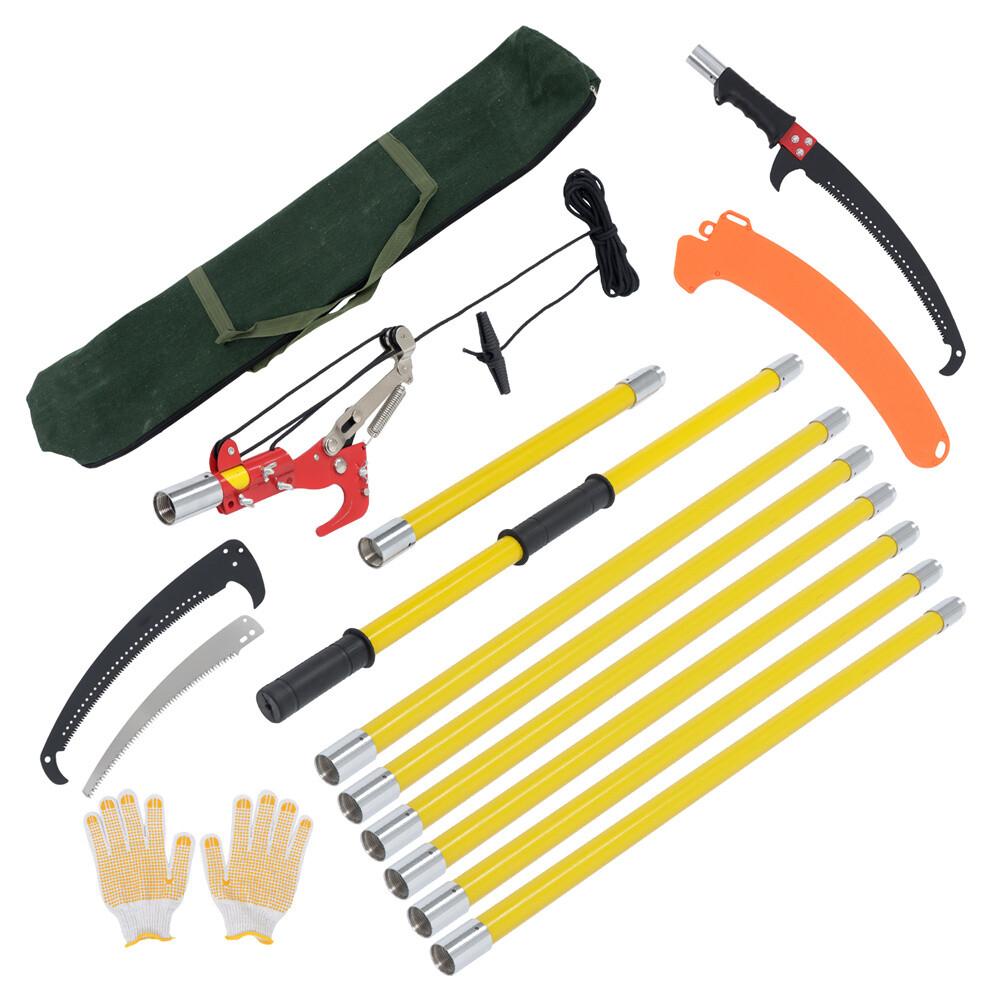 27 Feet Tree Pole Pruner Manual Branches Trimmer Tree Branch Garden Tools Yellow