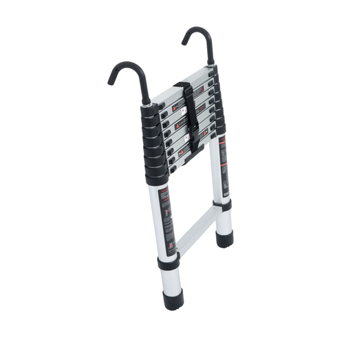 Telescoping Ladder With Hooks & Non-Slip Feet 8.5 FT -Aluminum Telescopic Ladder