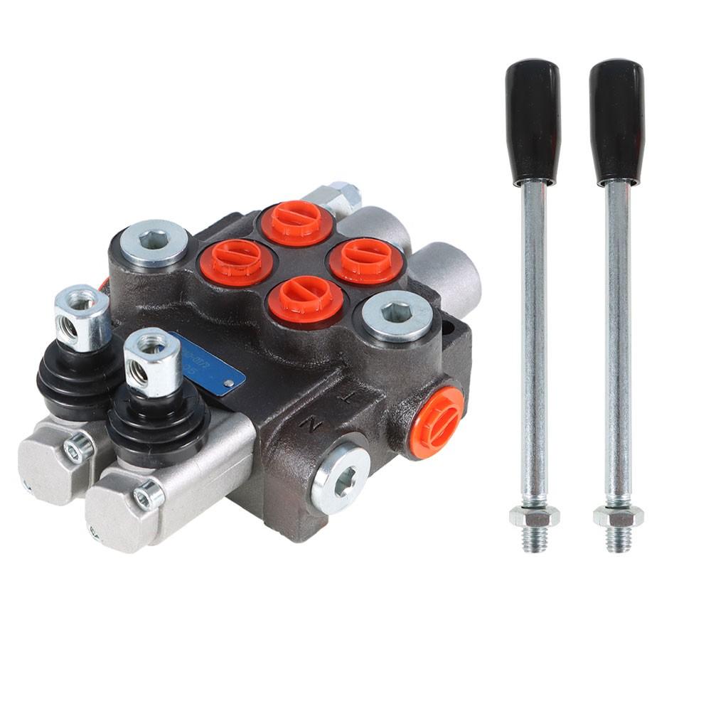 2 Spool Hydraulic Monoblock Double Acting Control Valve, 11GPM, SAE Ports