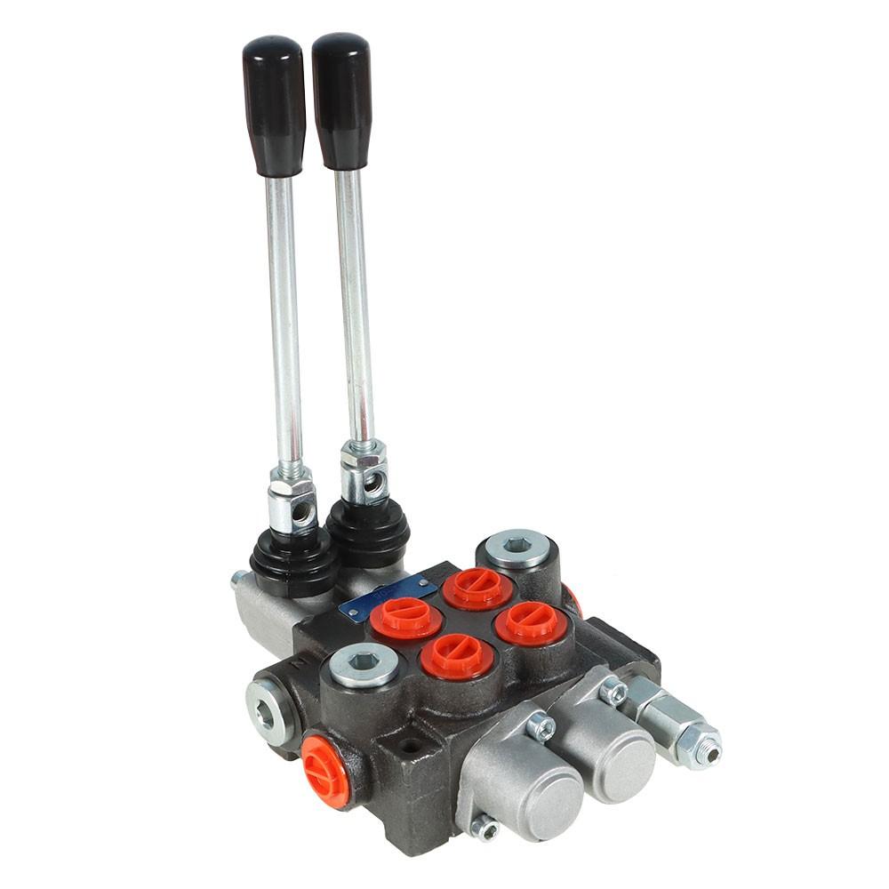 2 Spool Hydraulic Monoblock Double Acting Control Valve, 11GPM, SAE Ports