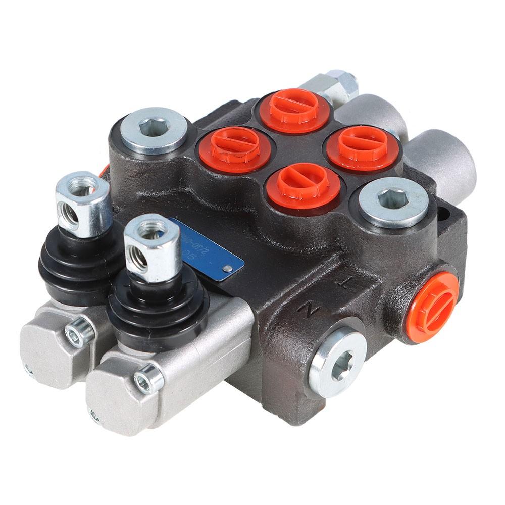 2 Spool Hydraulic Monoblock Double Acting Control Valve, 11GPM, SAE Ports