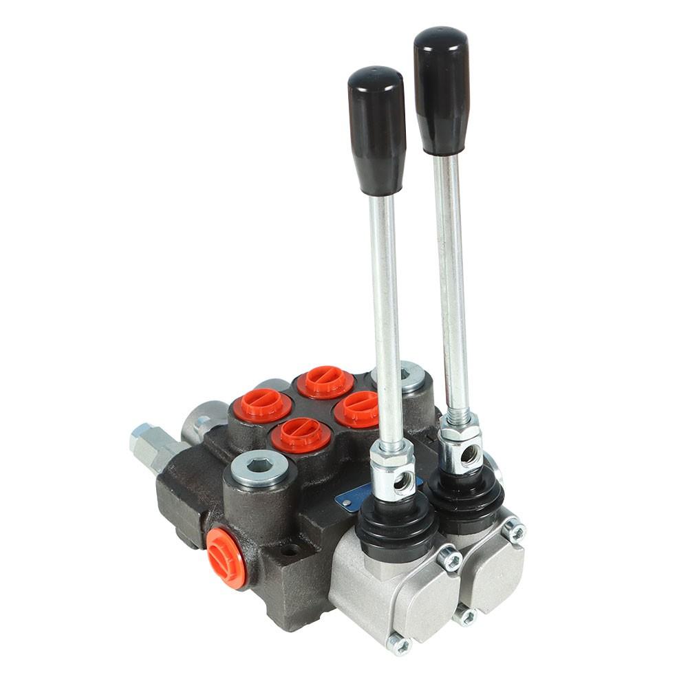 2 Spool Hydraulic Monoblock Double Acting Control Valve, 11GPM, SAE Ports