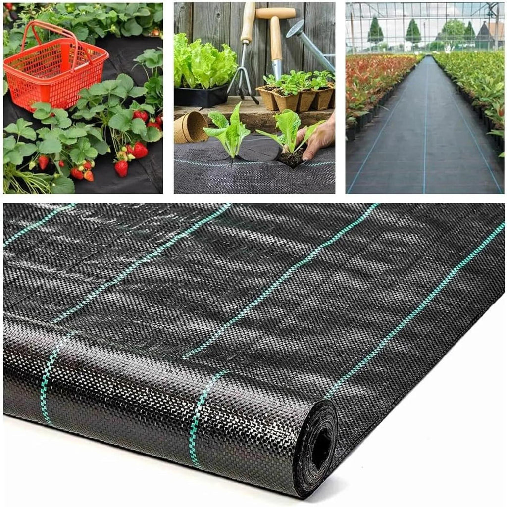 Heavy Duty PE 6x200FT Black Weed Barrier Landscape Fabric Woven Ground Cover