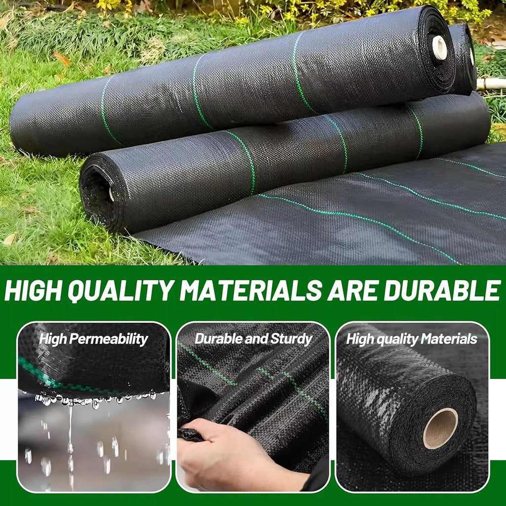 Heavy Duty PE 6x200FT Black Weed Barrier Landscape Fabric Woven Ground Cover