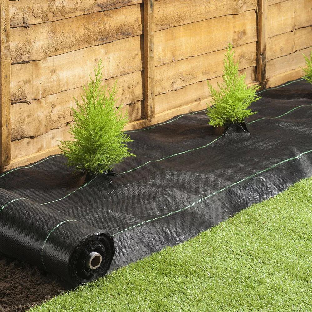 Heavy Duty PE 6x200FT Black Weed Barrier Landscape Fabric Woven Ground Cover