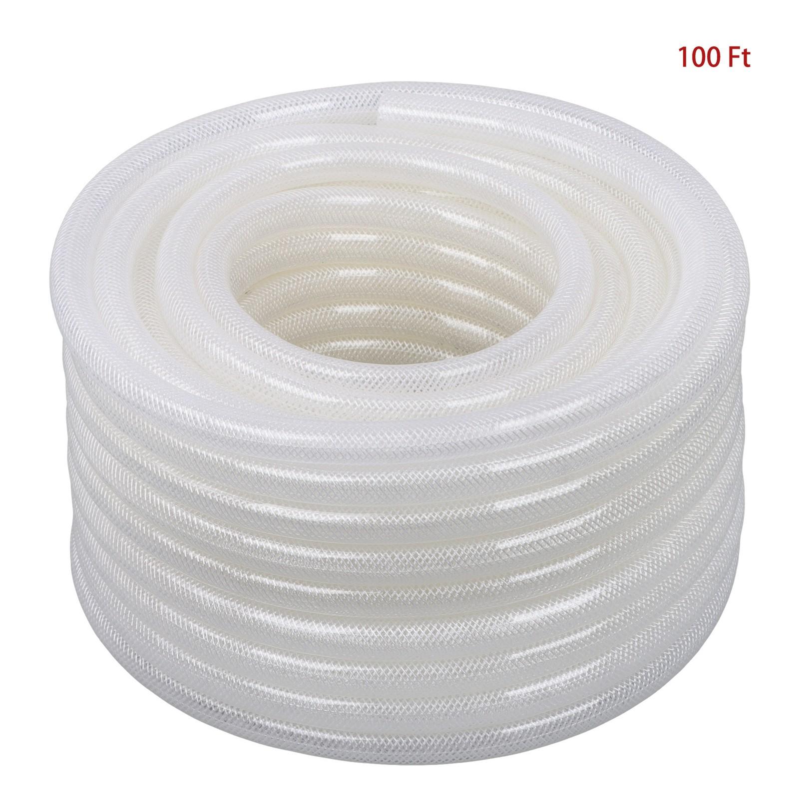 1/2" ID 3/4" OD 100ft Flexible PVC Hose, Heavy Duty Reinforced Braided