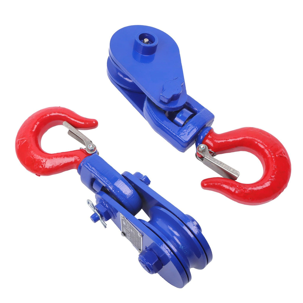2 ton Snatch Block with Hook(2 Pack) 3" Sheave 3/8 Inch Wire Rope Snatch Pulley