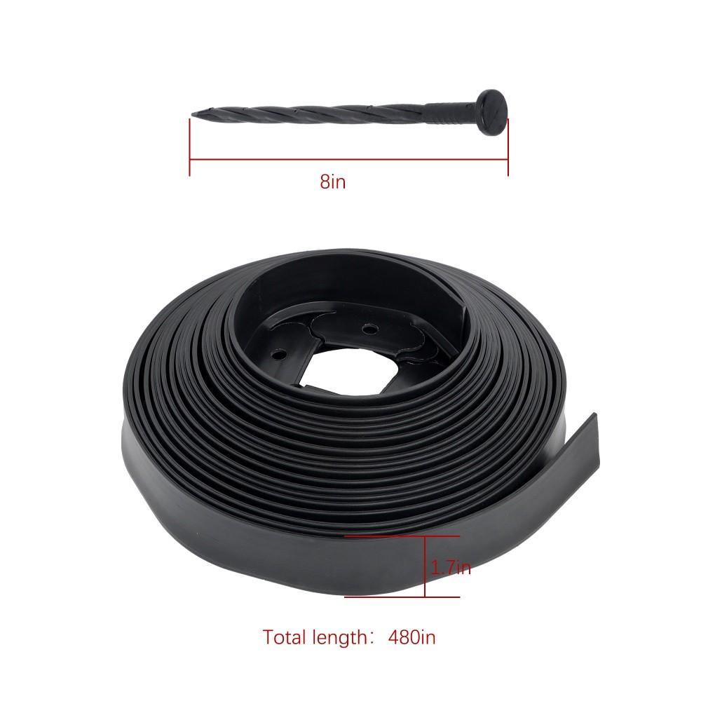 40FT 1.7" Garden Landscape Edging No Dig Lawn Edging Border With 16 8-In Spikes