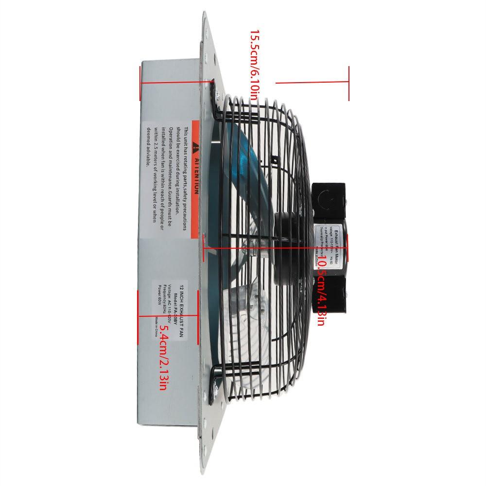 Aluminum 12" Wall Mounted Shutter Exhaust Fan High Speed With Controller 1620RPM
