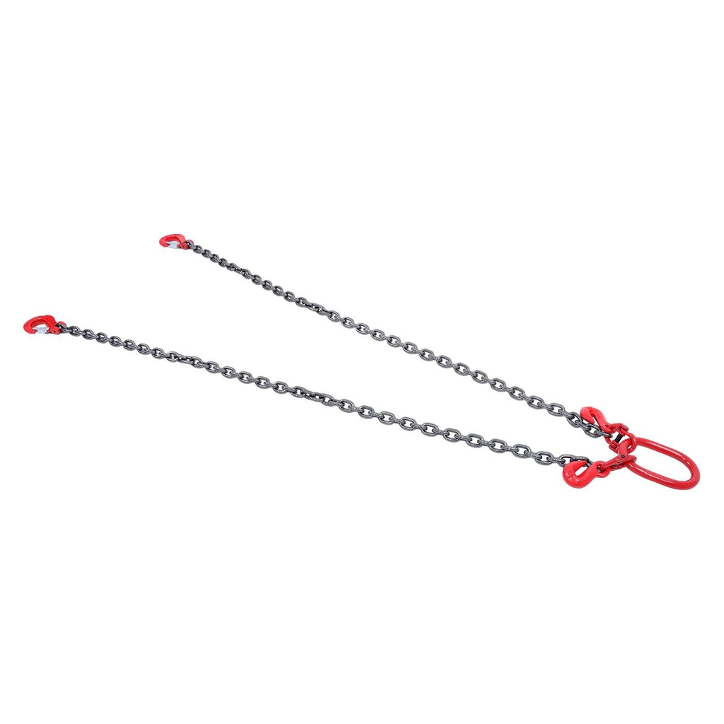 3/8inch 6ft Chain Sling Double Legs with Grab Hooks 11000 lbs Capacity G80 Red