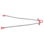 3/8inch 6ft Chain Sling Double Legs with Grab Hooks 11000 lbs Capacity G80 Red