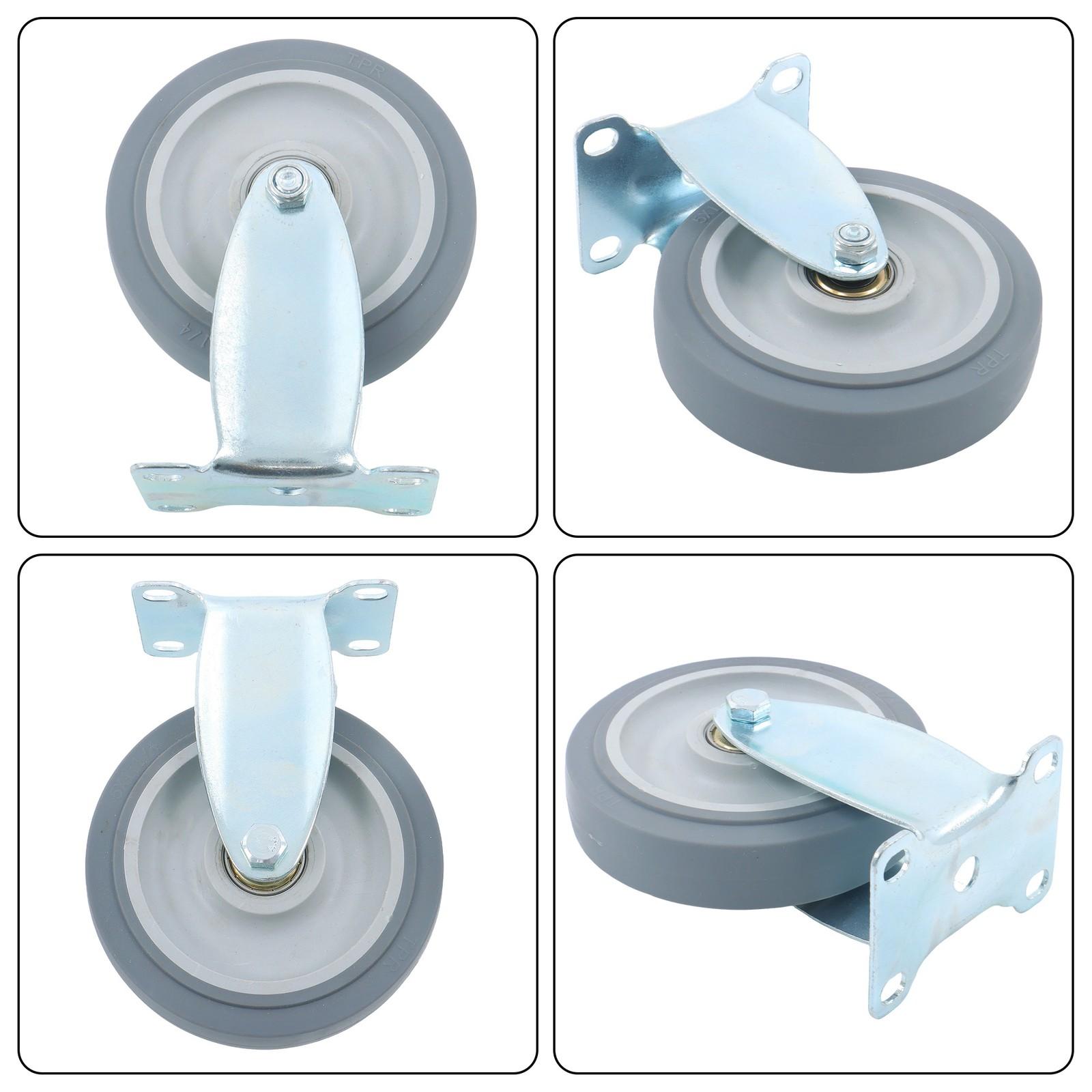 8 Pcs 5 In Grey Non-Braked Heavy Duty Swivel Caster Wheels (4 Fixed, 4 Rotating)