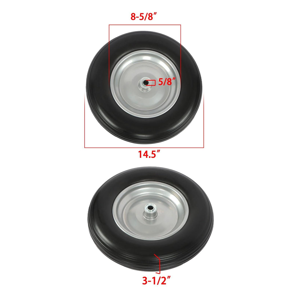 14.5x4-8 Wheelbarrow Tire & Wheel 5/8" Bearings Tire Assembly For Hand Cart 2Pcs