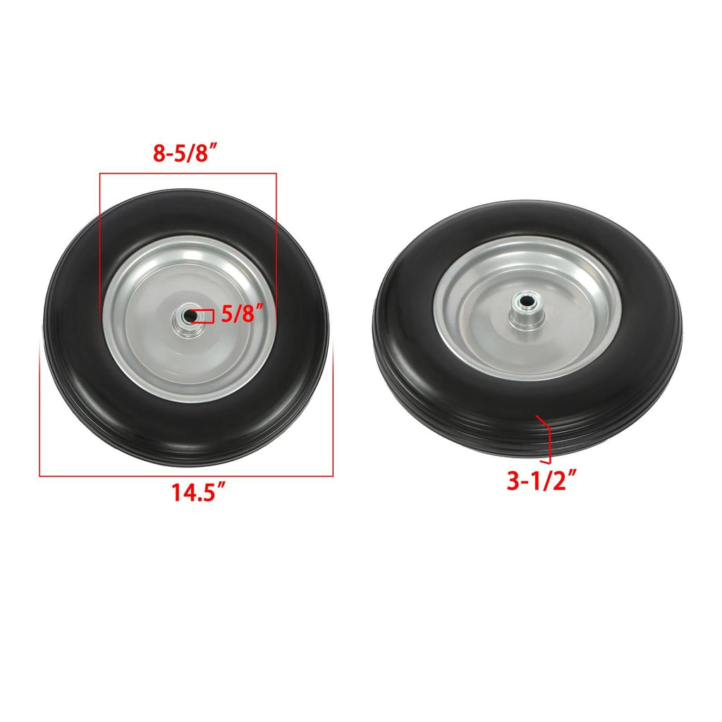 14.5x4-8 Wheelbarrow Tire & Wheel 5/8" Bearings Tire Assembly For Hand Cart 2Pcs