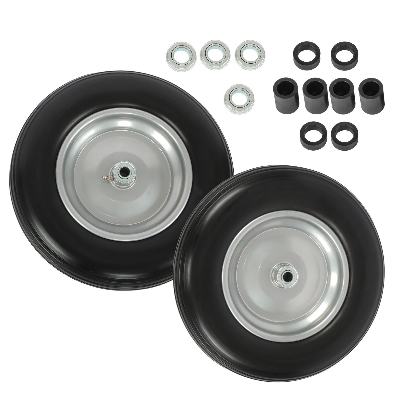 14.5x4-8 Wheelbarrow Tire & Wheel 5/8" Bearings Tire Assembly For Hand Cart 2Pcs
