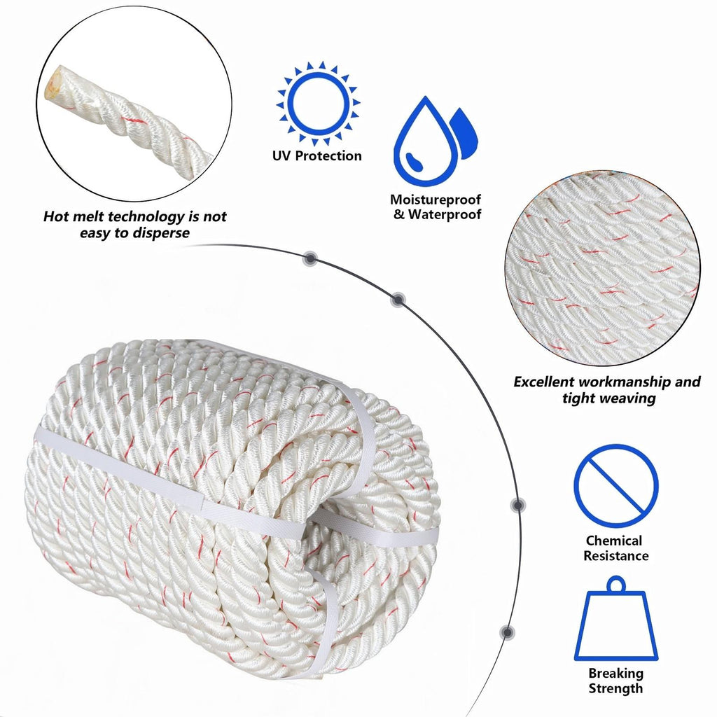 3/4" × 100' 2038Lbs Arborist Tree  Rope Bull Rope Braided Polyester Rope