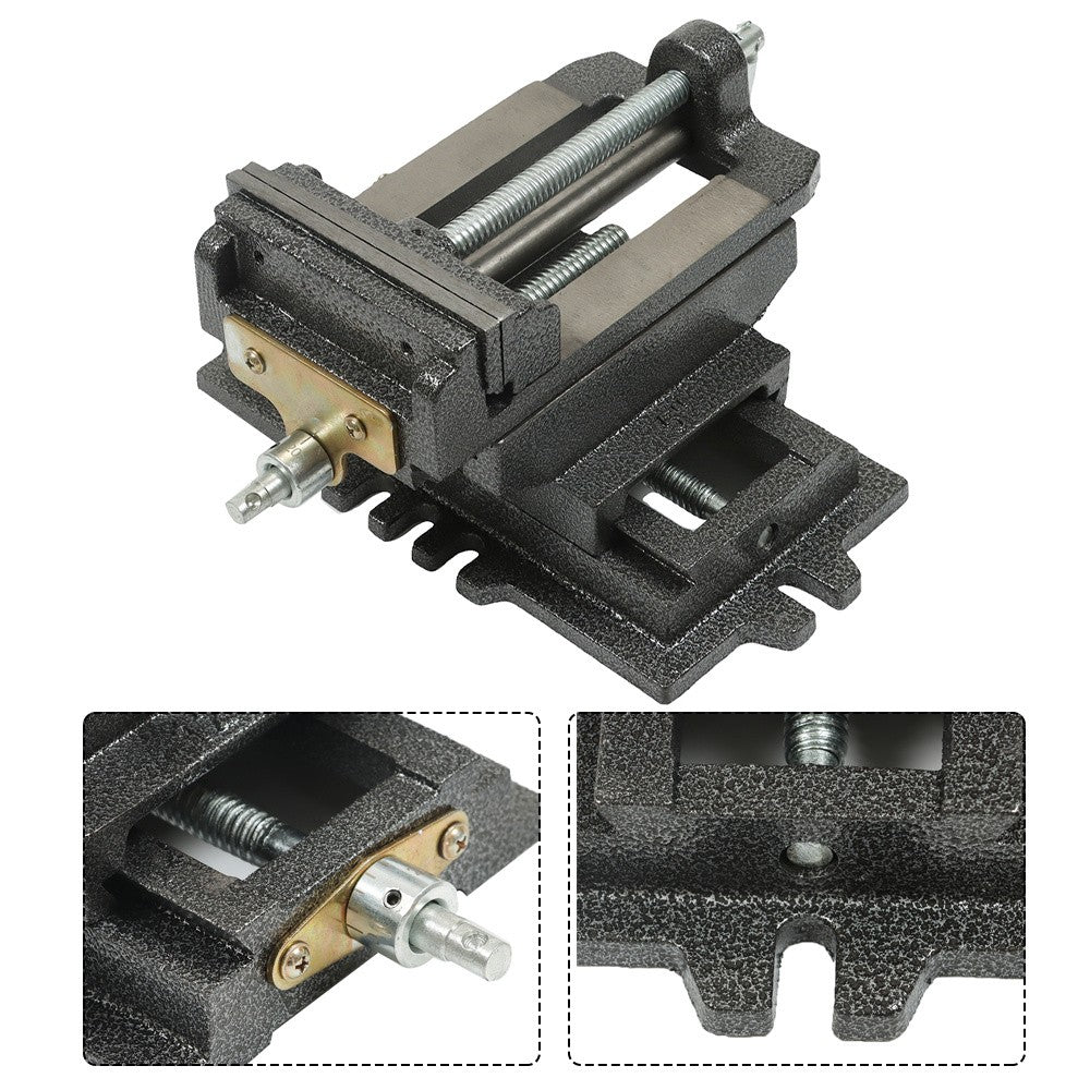 5-In Cross Slide Vise Drill Press X-Y Clamp Heavy Duty Machine Metal 2 Way Black