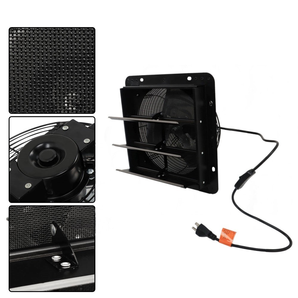 Low Noise Shutter Exhaust Fan 10" Wall Mounted With Switch+Insect Mesh 980 CFM