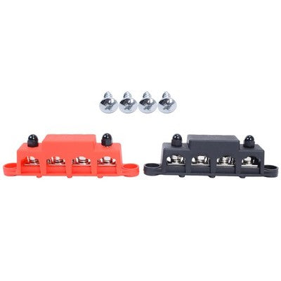 Red Black 5 16 4 Stud Power Distribution Busbar Bus Bar with Cover Fast Ship