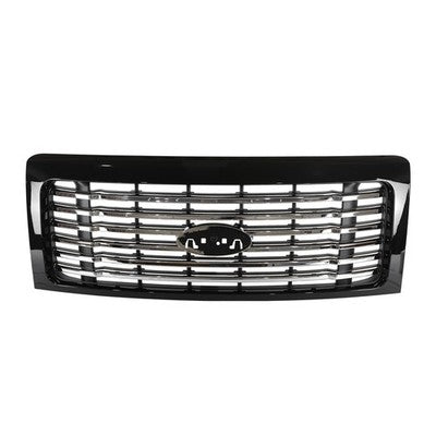 Front Bumper Grill Painted Black Chrome Frame Trim for 2009-2014 for Ford F150