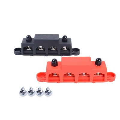 Red Black 5 16 4 Stud Power Distribution Busbar Bus Bar with Cover Fast Ship
