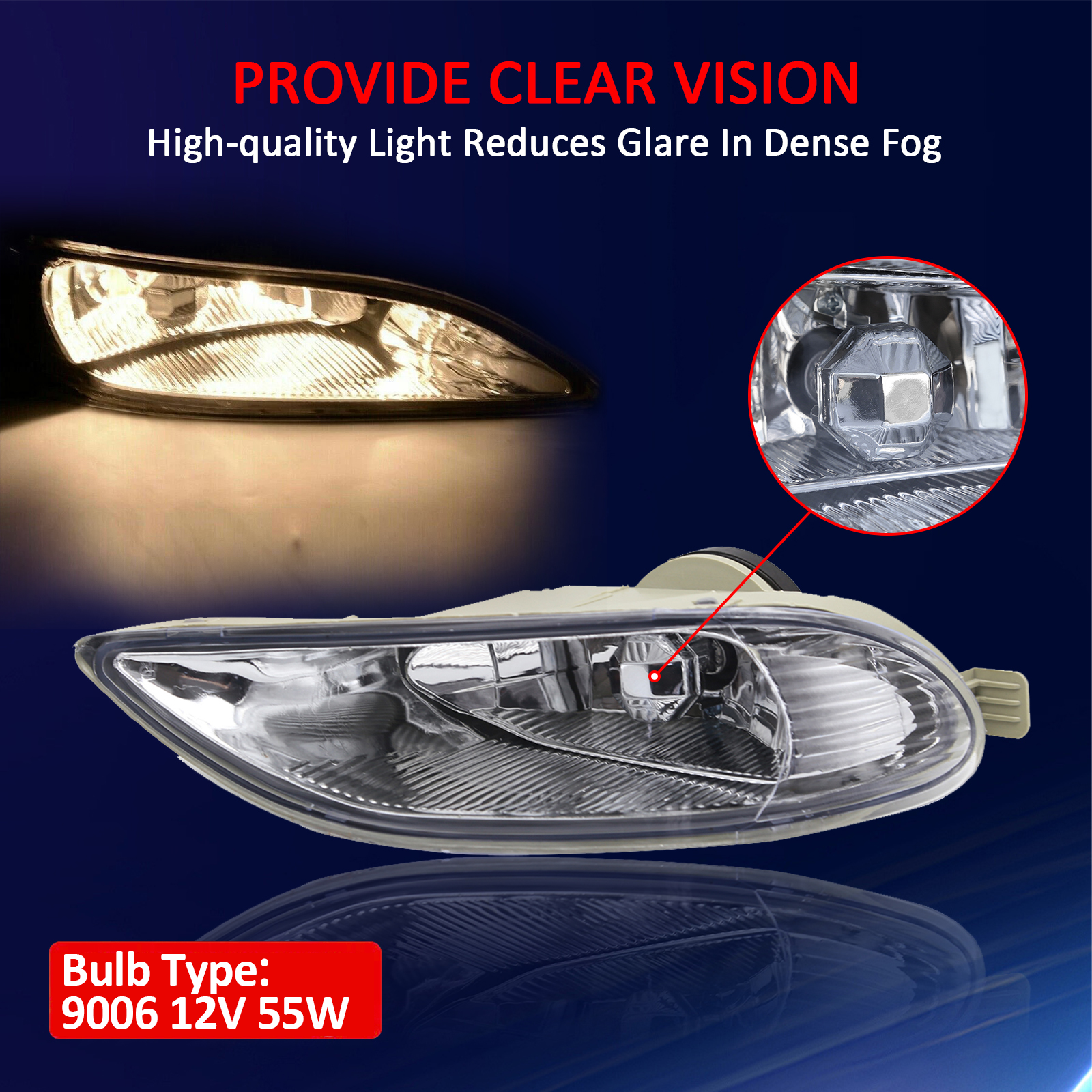 Pair Fog Lights Lamps w/ Bulb for 2005-2008 for Toyota Corolla for Camry