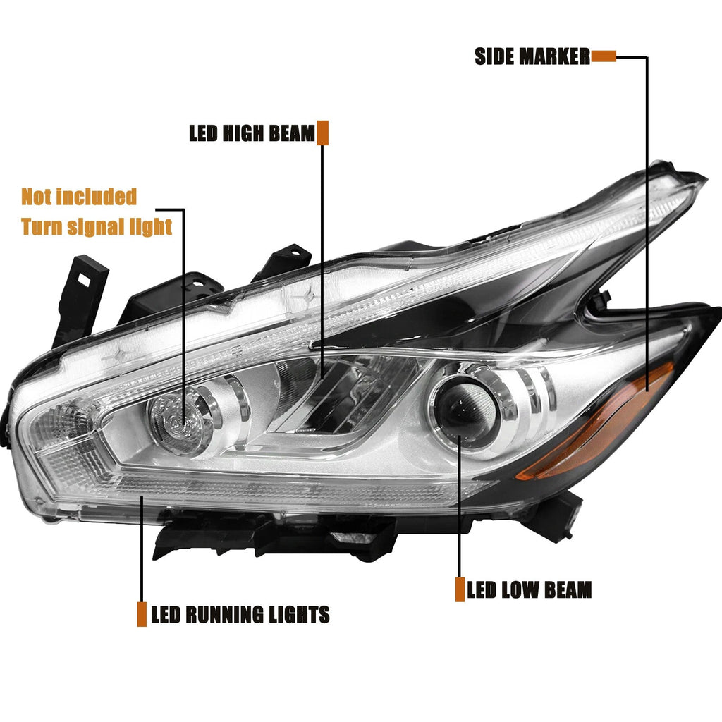 Full LED Headlight Headlamp Right Passenger Side for 2015-2018 for Nissan Murano